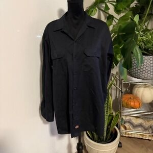 Dickies FLEX Black Button-Up Work Shirt – Men's L